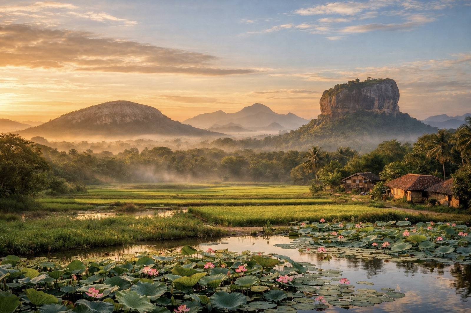 Sigiriya rising above the central plains of Sri Lanka